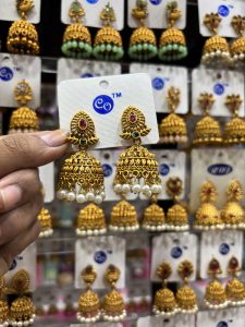 Matte finish earring With ruby stone